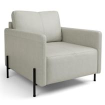 Poltrona Decorativa Para Sala Living Pés Industrial Domani L06 Veludo Gelo - Lyam Decor