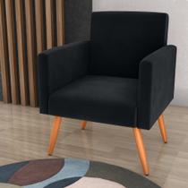 Poltrona Decorativa para Sala Luan Veludo Preto