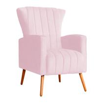 Poltrona Decorativa Para Sala Melinda Suede Rosa Bebê - FM