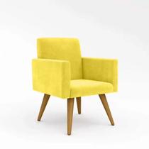 Poltrona Decorativa Para Sala Nina Pés Palito Suede Amarelo VickyDecor Poltrona Decorativa Para Sala Nina Pés Palito Suede Amarelo VickyDecor