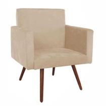 Poltrona Decorativa Para Sala Nina Pés Palito Suede Bege Moraes Decor