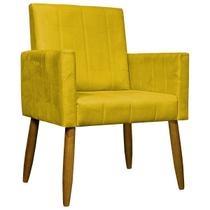 Poltrona Decorativa Para Sala Quarto Recepção Escritório Confortável Luxo Mari Suede Amarelo