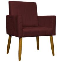 Poltrona Decorativa Para Sala Quarto Recepção Escritório Confortável Luxo Mari Suede Bordô