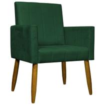Poltrona Decorativa Para Sala Quarto Recepção Escritório Confortável Luxo Mari Suede Verde