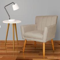 Poltrona Decorativa Para Sala Recepção Cecília Suede Cappuccino - LM DECOR