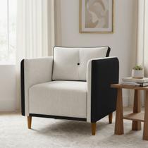 Poltrona Decorativa Para Sala Recepção Consultório Aviv Luxo material sintético e Linho