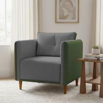 Poltrona Decorativa Para Sala Recepção Consultório Aviv Luxo material sintético e Linho