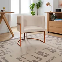 Poltrona Decorativa Para Sala Recepção Consultório Clínica Luna Tecido Suede Base de Ferro Bronze