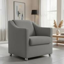 Poltrona Decorativa Para Sala Recepção Manicure Barbearia Salão de Beleza Cadeira Reforçada Mila Tecido Suede Pés Cromado