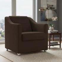 Poltrona Decorativa Para Sala Recepção Manicure Barbearia Salão de Beleza Cadeira Reforçada Mila Tecido Suede Pés Cromado