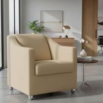 Poltrona Decorativa Para Sala Recepção Manicure Barbearia Salão de Beleza Cadeira Reforçada Mila Tecido Suede Pés Cromado