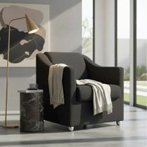 Poltrona Decorativa Para Sala Recepção Manicure Barbearia Salão de Beleza Cadeira Reforçada Mila Tecido Suede Pés Cromado