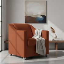 Poltrona Decorativa Para Sala Recepção Manicure Barbearia Salão de Beleza Cadeira Reforçada Mila Tecido Suede Pés Cromado