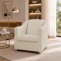 Poltrona Decorativa Para Sala Recepção Manicure Barbearia Salão de Beleza Mila Tecido Material Sintético Pés Cromado