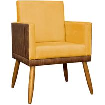 Poltrona Decorativa Para Sala Recepção Manicure Consultório Cadeira Naty material sintético e Suede Amarela Poltrona Decorativa Para Sala Recepção Manicure Consultório Cadeira Naty material sintético e Suede Amarela