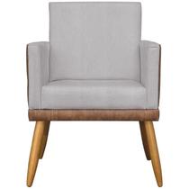 Poltrona Decorativa Para Sala Recepção Manicure Consultório Cadeira Naty material sintético e Suede Cinza Poltrona Decorativa Para Sala Recepção Manicure Consultório Cadeira Naty material sintético e Suede Cinza