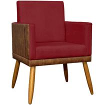 Poltrona Decorativa Para Sala Recepção Manicure Consultório Cadeira Naty material sintético e Suede Vermelha Poltrona Decorativa Para Sala Recepção Manicure Consultório Cadeira Naty material sintético e Suede Vermelha
