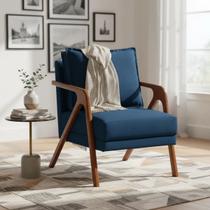 Poltrona Decorativa Para Sala Recepção Manicure Consultório Clínica Cadeira Reforçada Shine Madeira Maciça Tecido Suede