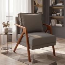 Poltrona Decorativa Para Sala Recepção Manicure Consultório Clínica Cadeira Reforçada Shine Madeira Maciça Tecido Suede