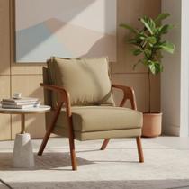 Poltrona Decorativa Para Sala Recepção Manicure Consultório Clínica Cadeira Reforçada Shine Madeira Maciça Tecido Suede
