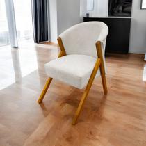 Poltrona Decorativa Para Sala You Bouclé Premium Bege Braça Amadeirada Poltrona Decorativa Para Sala You Bouclé Premium Bege Braça Amadeirada