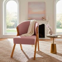 Poltrona Decorativa Para Sala You Bouclé Premium Rosê Braça Amadeirada