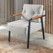 Poltrona Decorativa Paris Linho Base em Aço Industrial Espresso Móveis