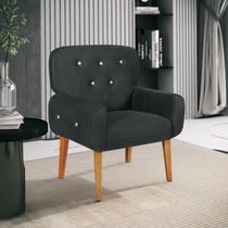 Poltrona Decorativa Patrícia para Sala de Estar Preta - Bela Móveis