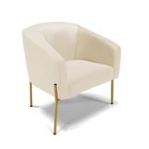 Poltrona Decorativa Pé de Ferro Dourado Stella Sintético Bege D03 - D'Rossi
