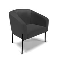 Poltrona Decorativa Pé de Ferro Preto Stella Sintético Preto D03 - D'Rossi