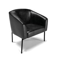 Poltrona Decorativa Pé de Ferro Preto Stella Sintético PU Preto D03 - D'Rossi