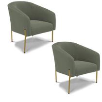 Poltrona Decorativa Pé Ferro Dourado Kit 2 Stella Bouclê D03 - D'Rossi