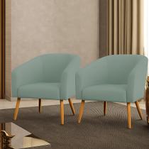 Poltrona Decorativa Pé Palito Castanho Kit 2 Stella Cotelê Ext/Veludo Menta D03 - D'Rossi Poltrona Decorativa Pé Palito Castanho Kit 2 Stella Cotelê Ext/Veludo Menta D03 - D'Rossi