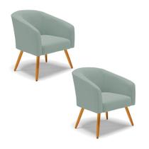 Poltrona Decorativa Pé Palito Castanho Kit 2 Stella Cotelê Ext/veludo Menta D03 - D'rossi Poltrona Decorativa Pé Palito Castanho Kit 2 Stella Cotelê Ext/veludo Menta D03 - D'rossi