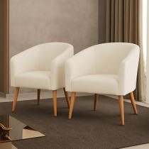 Poltrona Decorativa Pé Palito Castanho Kit 2 Stella Cotelê Ext/Veludo Off White D03 - D'Rossi Poltrona Decorativa Pé Palito Castanho Kit 2 Stella Cotelê Ext/Veludo Off White D03 - D'Rossi