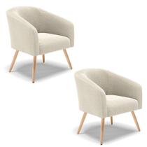 Poltrona Decorativa Pé Palito Natural Kit 2 Stella Bouclê Bege D03 - D'Rossi