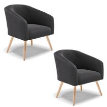 Poltrona Decorativa Pé Palito Natural Kit 2 Stella Bouclê Grafite D03 - D'Rossi