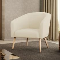 Poltrona Decorativa Pé Palito Natural Stella Cotelê Ext/Veludo Off White D03 - D'Rossi Poltrona Decorativa Pé Palito Natural Stella Cotelê Ext/Veludo Off White D03 - D'Rossi
