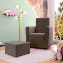 Poltrona Decorativa Pés Balanço com Puff Ninho Suede Capuccno - Modern