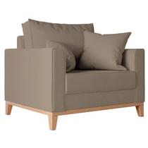 Poltrona Decorativa Pes e Base em Madeira Beny Suede Capuccino Poltrona Decorativa Pes e Base em Madeira Beny Suede Capuccino