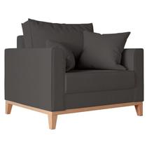 Poltrona Decorativa Pes e Base em Madeira Beny Suede Preto Poltrona Decorativa Pes e Base em Madeira Beny Suede Preto