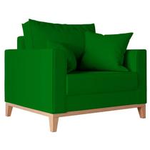 Poltrona Decorativa Pes e Base em Madeira Beny Suede Verde