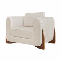 Poltrona Decorativa Pés em Madeira Buzz Linho Off White Rústico G63 - Gran Belo Poltrona Decorativa Pés em Madeira Buzz Linho Off White Rústico G63 - Gran Belo