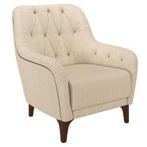 Poltrona Decorativa Pés em Madeira Petra Linho Champagne G45 - Gran Belo Poltrona Decorativa Pés em Madeira Petra Linho Champagne G45 - Gran Belo