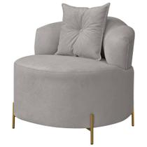 Poltrona Decorativa Pés Em Metal Grecia Linho Bouclê Cinza Poltrona Decorativa Pés Em Metal Grecia Linho Bouclê Cinza