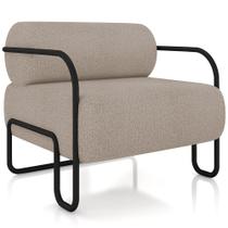 Poltrona Decorativa Pés Industrial Moscou K01 Bouclê Bege - Lyam Decor