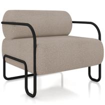 Poltrona Decorativa Pés Industrial Moscou K01 Bouclê Bege - Lyam Decor