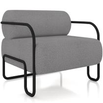 Poltrona Decorativa Pés Industrial Moscou K01 Bouclê Cinza - Lyam Decor
