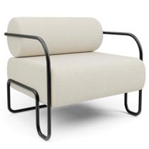 Poltrona Decorativa Pés Industrial Moscou K01 Linho Champagne - Lyam Decor