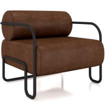 Poltrona Decorativa Pés Industrial Moscou K01 material sintético Marrom - Lyam Decor